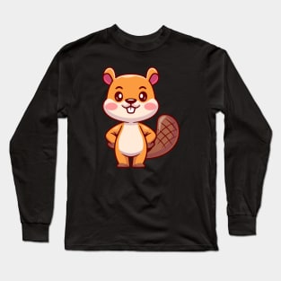 Cute Squirrel Standing Cartoon Long Sleeve T-Shirt